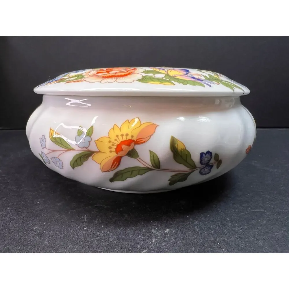 Aynsley Cottage Garden Trinket Box Fine Bone China Made in England